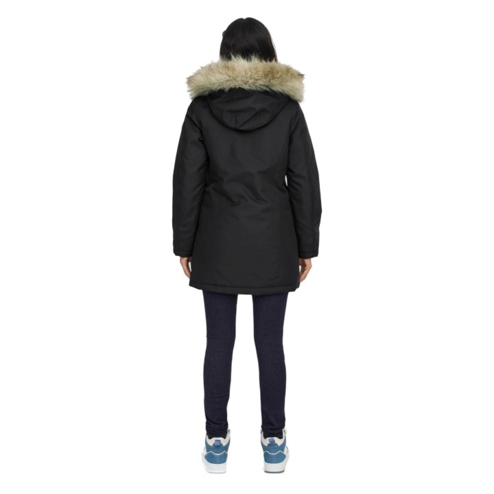 Only parka de mujer negra con capucha modelo New Katy 15300633 vista posterior