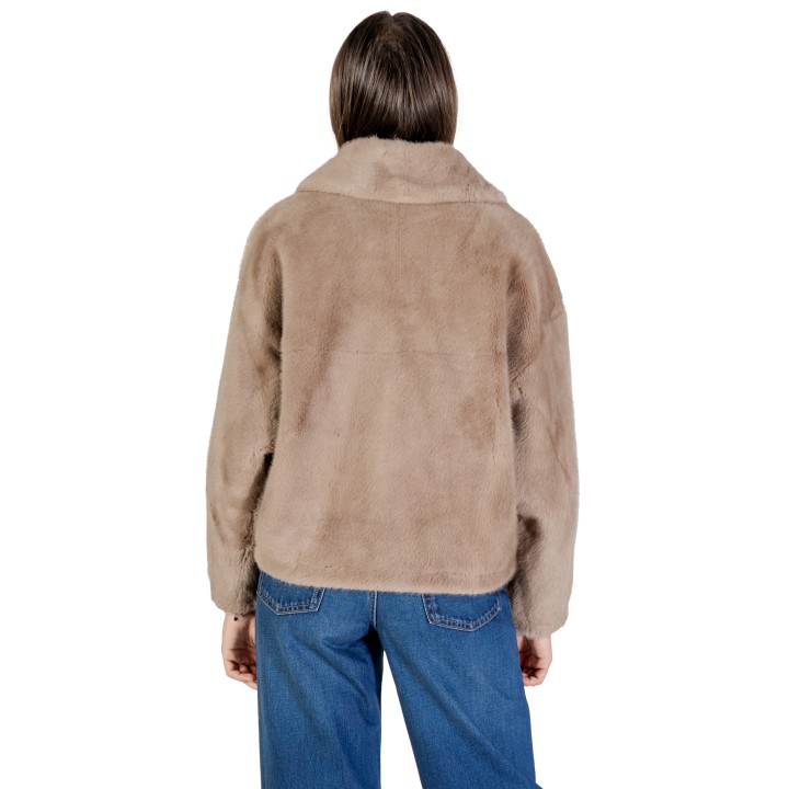 Abrigo de mujer Choral de pelo sintético beige oscuro vista posterior