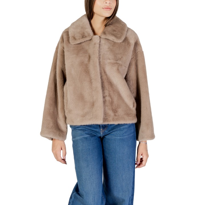 Abrigo de mujer Choral de pelo sintético beige oscuro vista frontal
