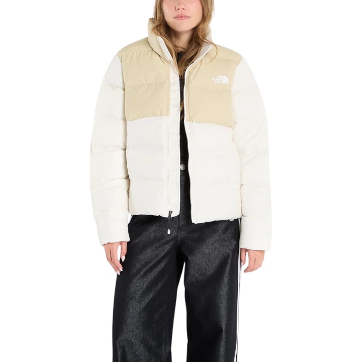 Chaqueta acolchada de mujer The North Face color crema vista frontal