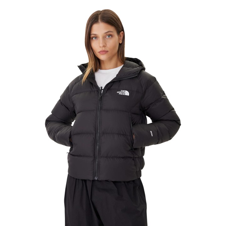 The North Face chaqueta de mujer negra W Hyalite Down Hoodie vista frontal