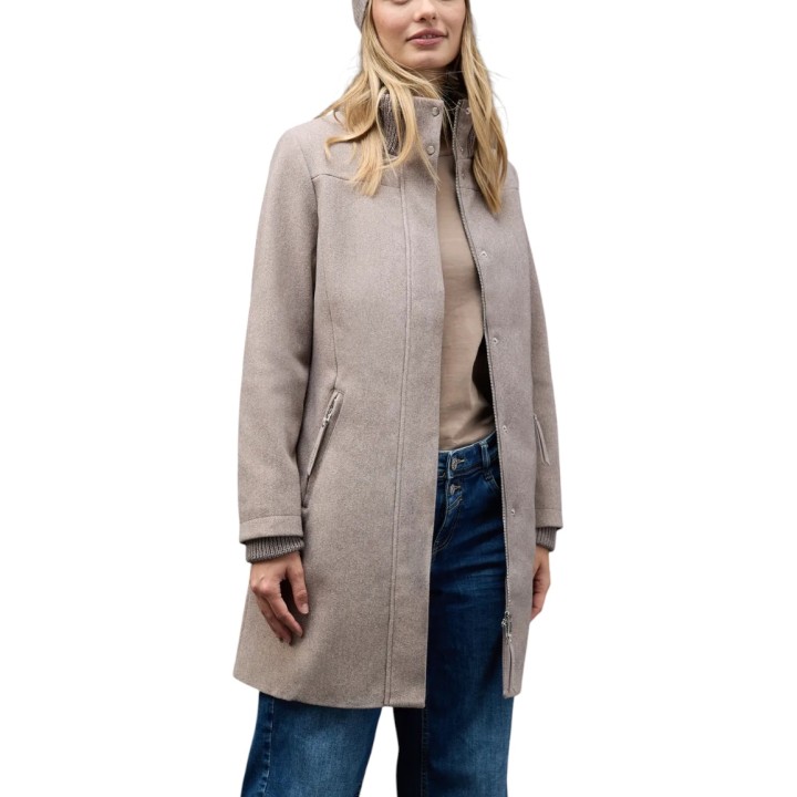 Abrigo de mujer Street One 202112 gris de tejido vista frontal