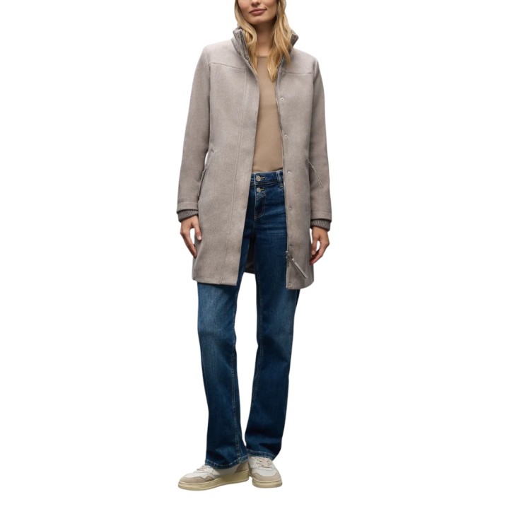 Abrigo de mujer Street One 202112 gris de tejido vista frontal