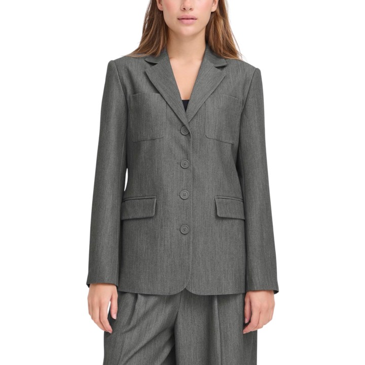 Ichi chaqueta de traje de mujer gris IHFILANO BL vista frontal