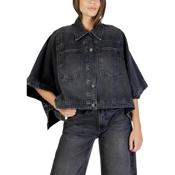 Chaqueta Colcci de mujer negra vaquera vista frontal
