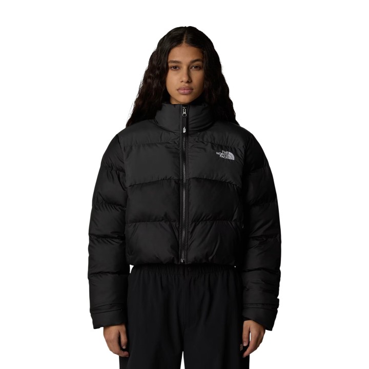The North Face chaqueta cropped de mujer negra NF0A89JCKT01 vista frontal