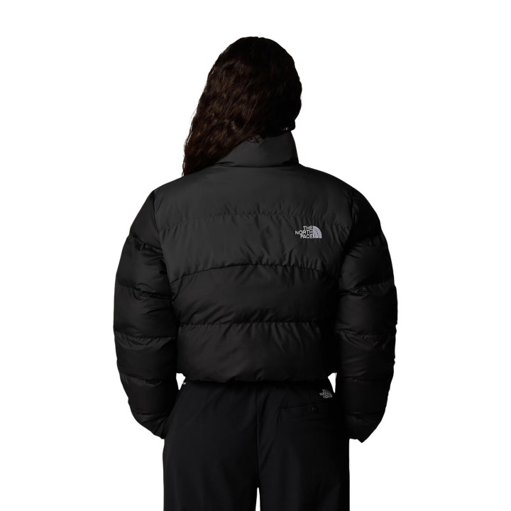 The North Face chaqueta cropped de mujer negra NF0A89JCKT01 vista tres cuartos