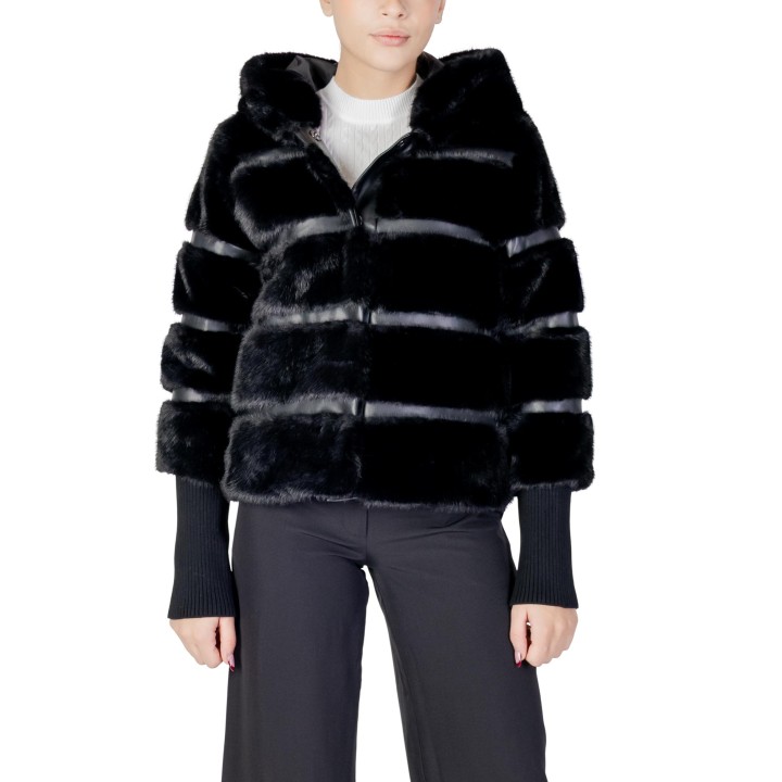 Abrigo de mujer Choral HW-100TS negro de pelo sintético vista frontal