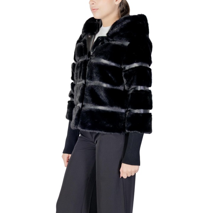 Abrigo de mujer Choral HW-100TS negro de pelo sintético vista lateral