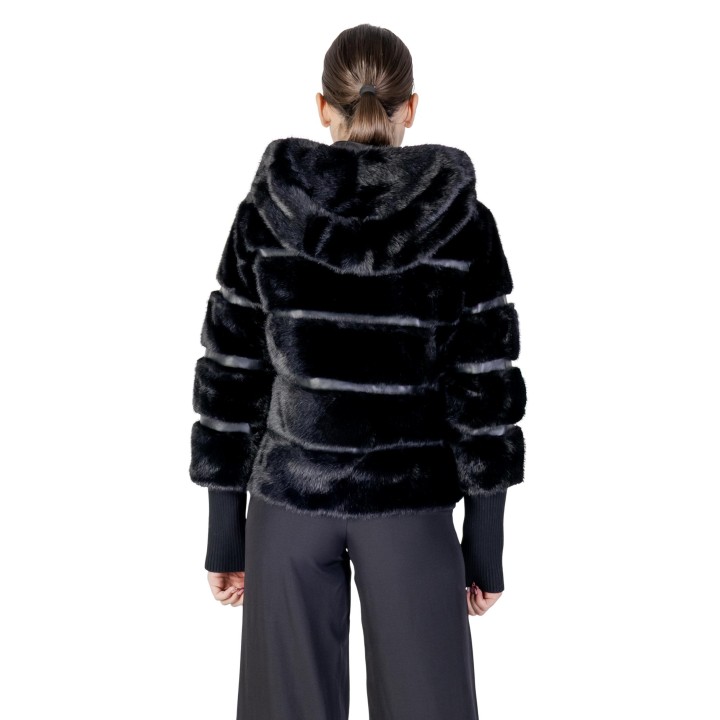 Abrigo de mujer Choral HW-100TS negro de pelo sintético vista posterior