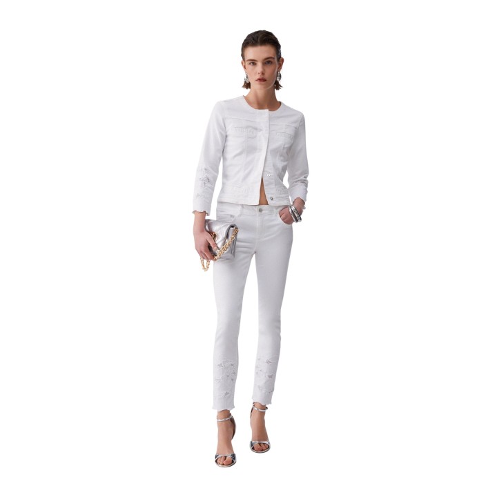 Chaqueta Liu-Jo Kate para mujer en blanco vista tres cuartos