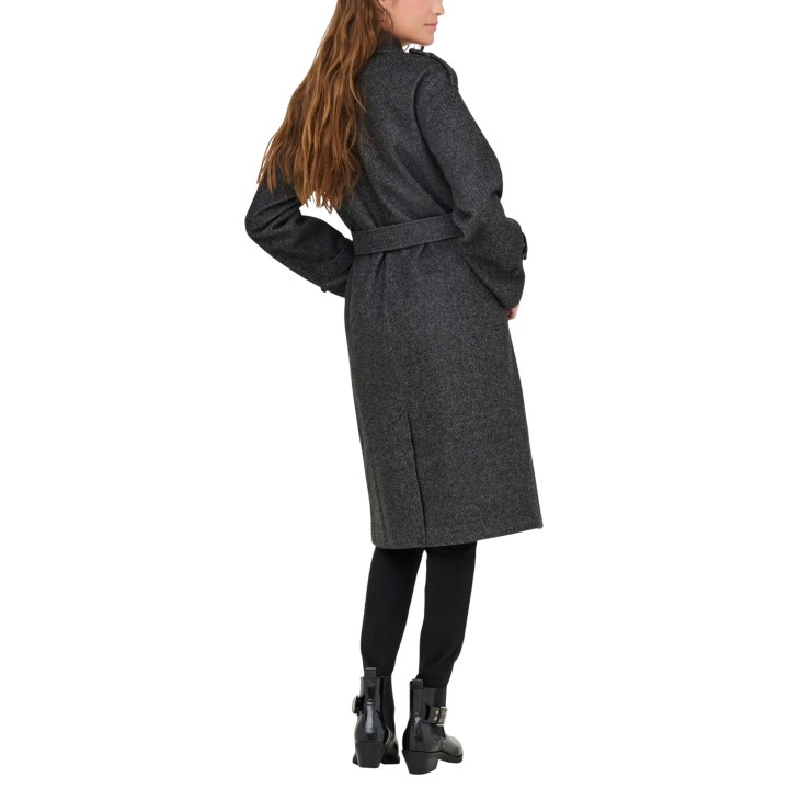 Only Onlasta abrigo de mujer gris oscuro visto por detrás