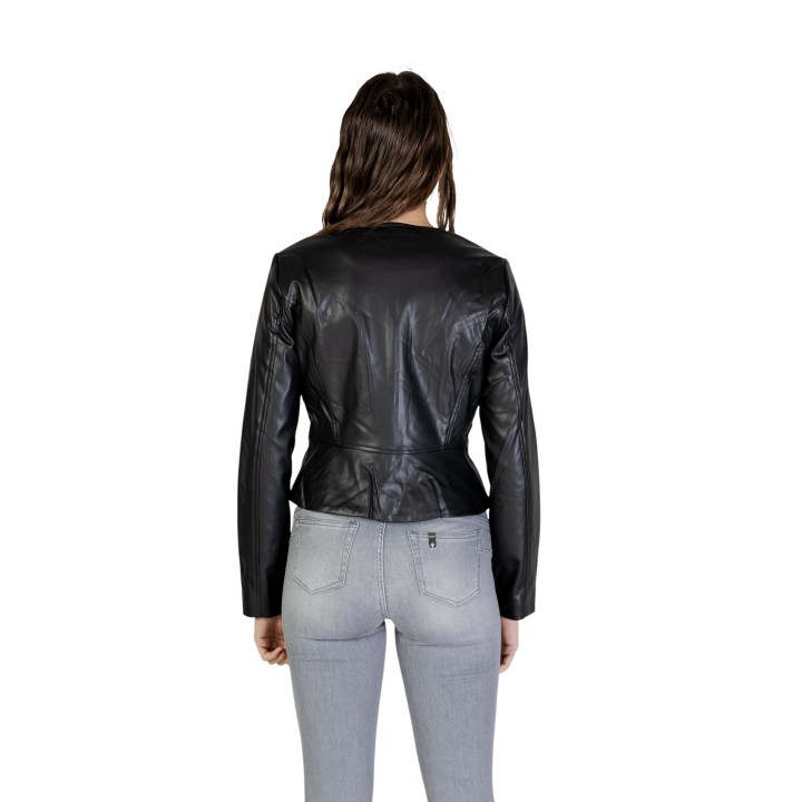 Chaqueta Jacqueline de Yong para mujer negra de cuero sintético vista posterior