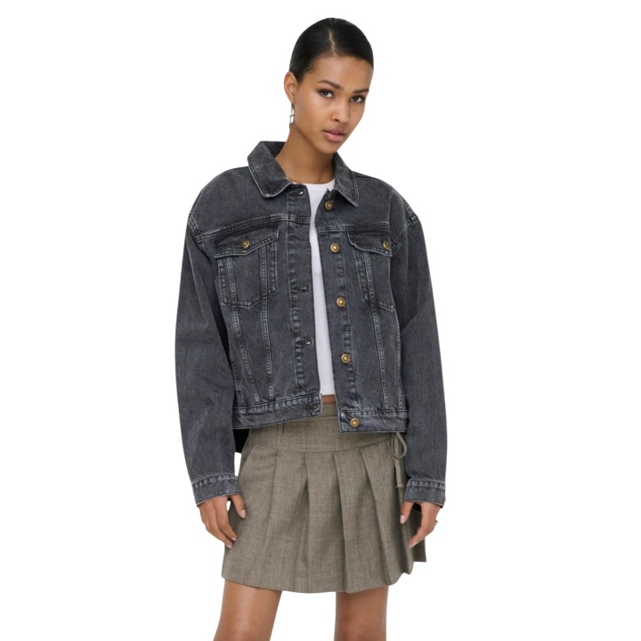 Only chaqueta vaquera negra de mujer 15363548 vista frontal
