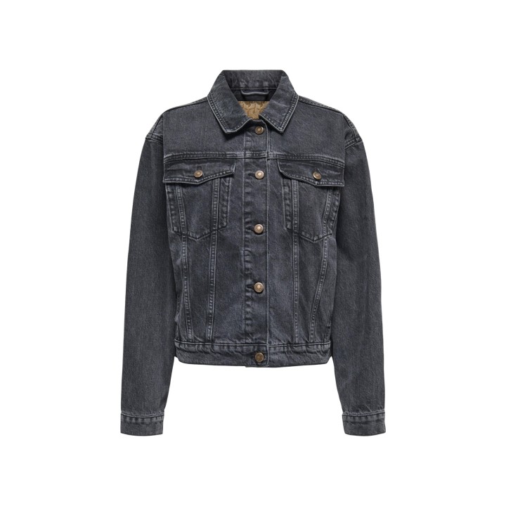 Only chaqueta vaquera negra de mujer 15363548 vista frontal de la prenda