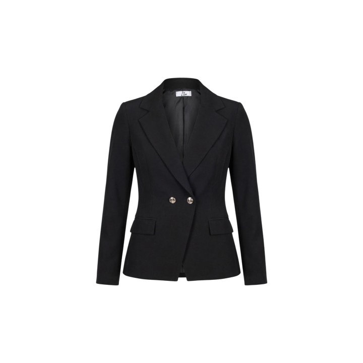 I am blazer de traje de mujer negro PE26198 detalle frontal