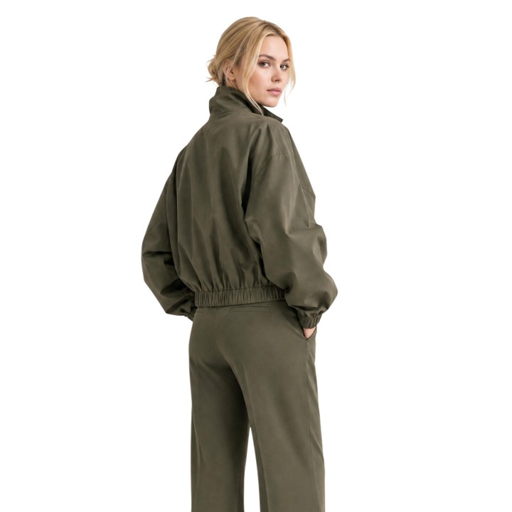 I am chaqueta de mujer verde oliva de algodón 41768 vista posterior
