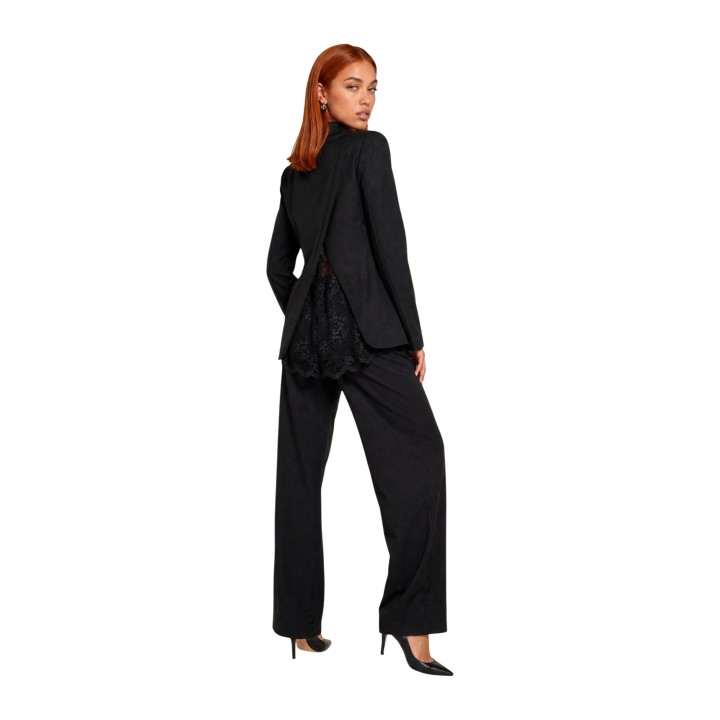 Blazer negro de lycra con encaje I am para mujer vista posterior