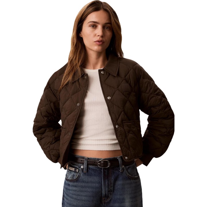Calvin Klein Jeans chaqueta acolchada marrón de mujer vista frontal