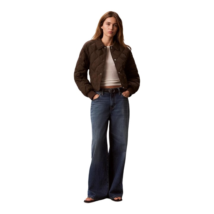 Calvin Klein Jeans chaqueta acolchada marrón de mujer vista frontal completa