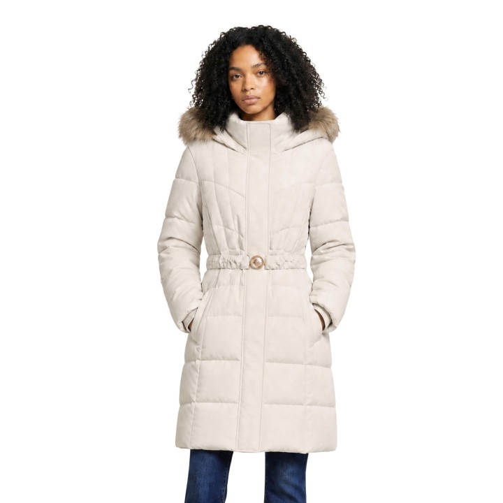 Guess chaqueta de mujer New Marina beige claro acolchada vista frontal