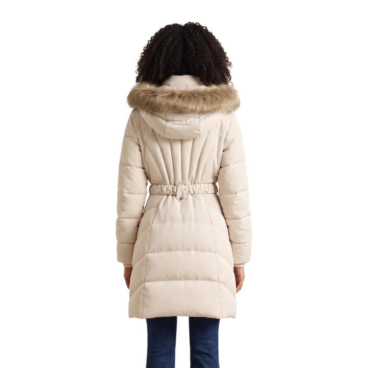 Guess chaqueta de mujer New Marina beige claro acolchada vista posterior