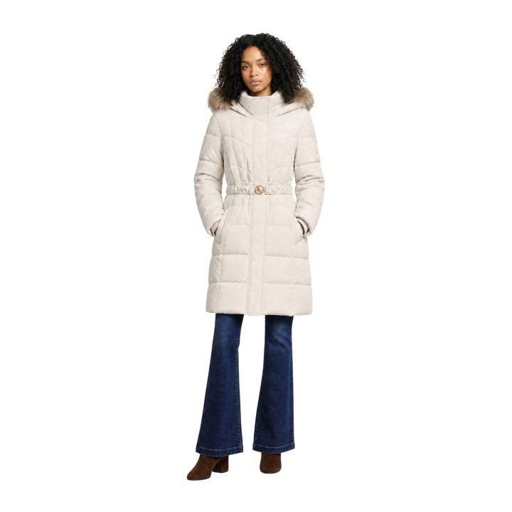 Guess chaqueta de mujer New Marina beige claro acolchada vista frontal