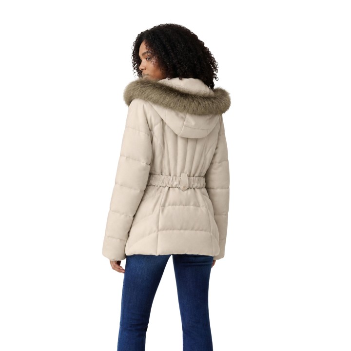 Guess chaqueta acolchada de mujer beige claro New Marina vista tres cuartos posterior