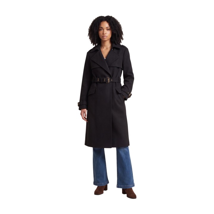 Abrigo negro de mujer Guess Eve Melton Trench vista frontal