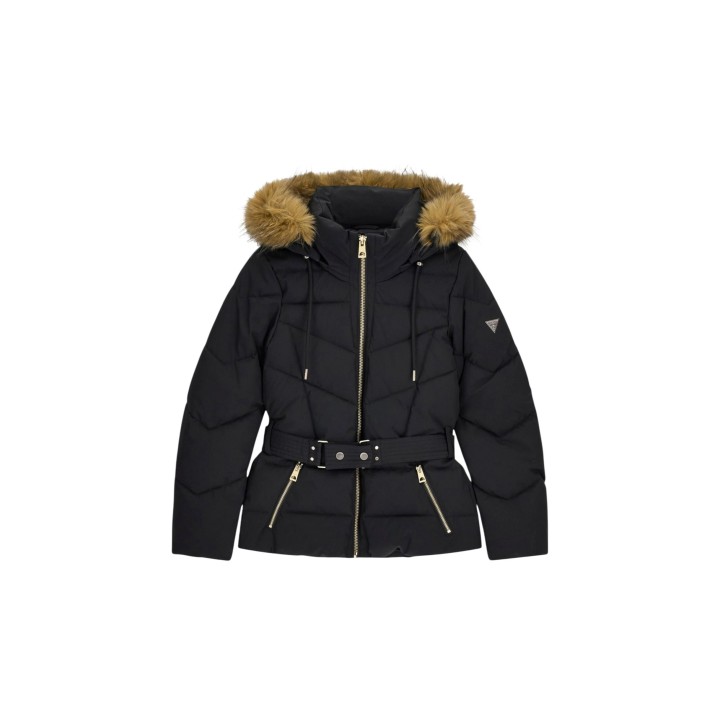 Chaqueta Guess de mujer negra New Fatema Short Bel vista frontal
