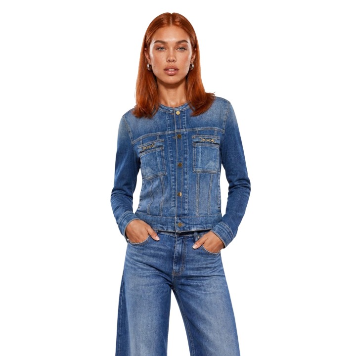 Guess chaqueta vaquera de mujer azul denim Ivy Jacket W6YN03 D1341 vista frontal