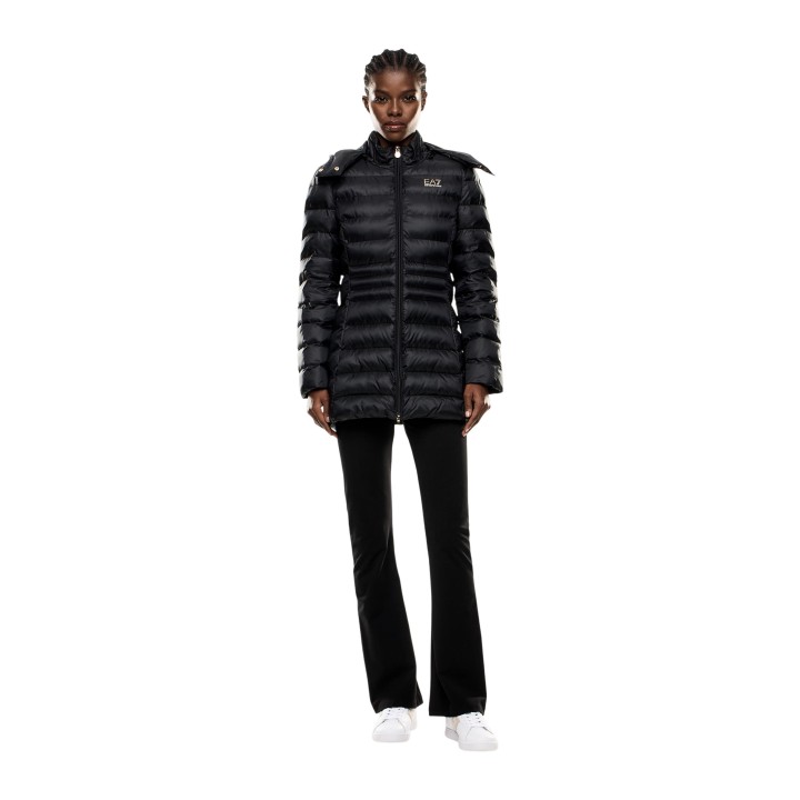 EA7 chaqueta acolchada negra de mujer 7W000685 AF12475 vista frontal completa