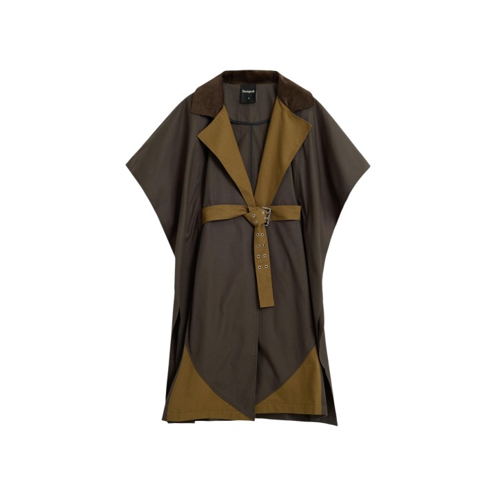 Desigual poncho chaqueta de mujer marrón 26WAIA23 en vista frontal