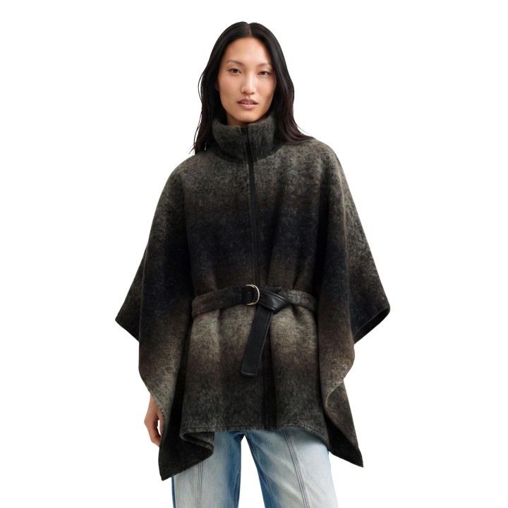 Desigual poncho de mujer Aldama Belt gris oscuro vista frontal