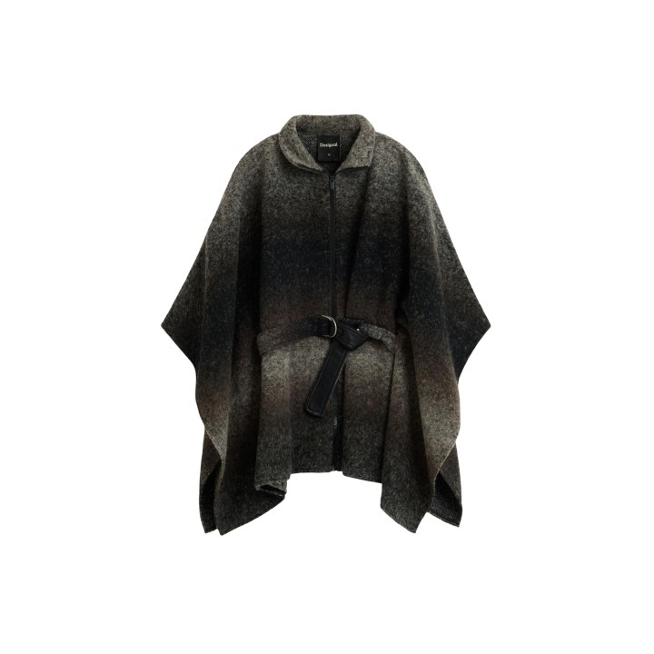 Desigual poncho de mujer Aldama Belt gris oscuro vista frontal
