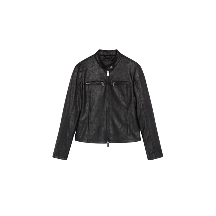 Desigual chaqueta biker de mujer negra 26WWEW09 vista frontal