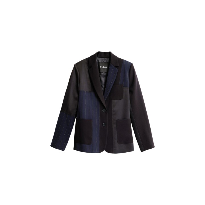 Desigual blazer azul de mujer AME_MARGI detalle frontal