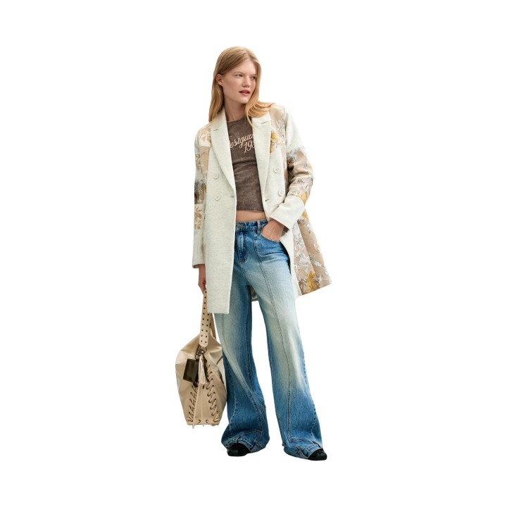 Desigual abrigo de mujer blanco Coat Joya 26WWEW19 vista frontal