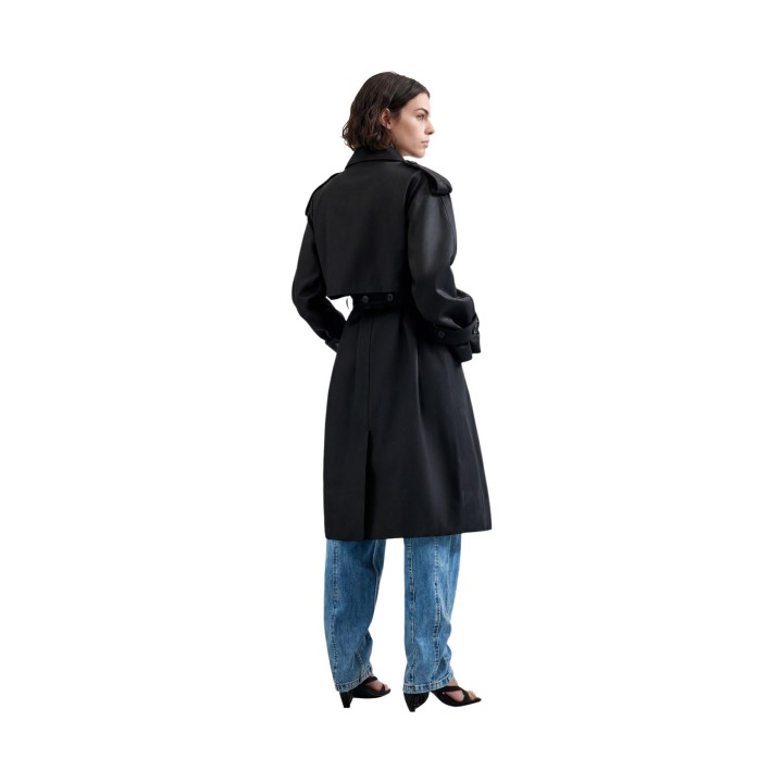 Desigual gabardina híbrida negra de mujer con cuello vaquero vista posterior