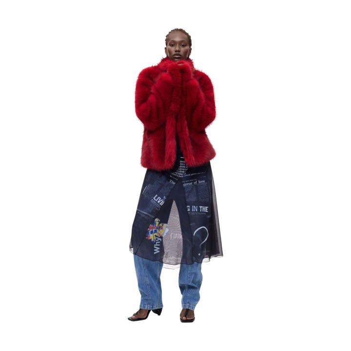 Desigual abrigo de mujer rojo 26WWEW55 en vista frontal