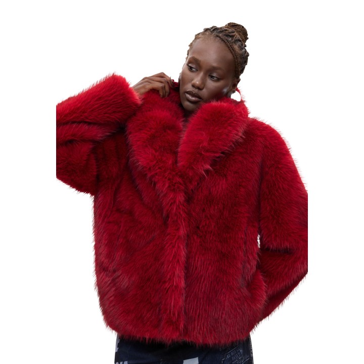 Desigual abrigo de mujer rojo 26WWEW55 en detalle frontal