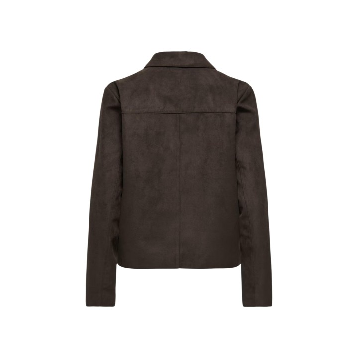 Chaqueta Jacqueline de Yong JDYNICO de ante sintético marrón oscuro vista posterior