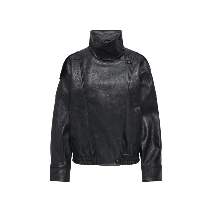Only chaqueta de mujer negra de polipiel vista frontal