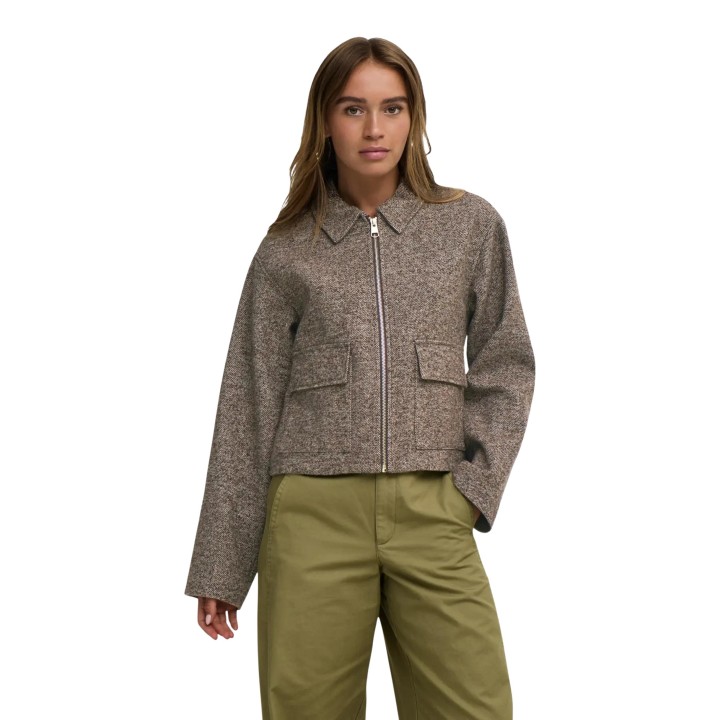 Chaqueta marrón de mujer Jacqueline de Yong Jdyvinga Herringbone vista frontal