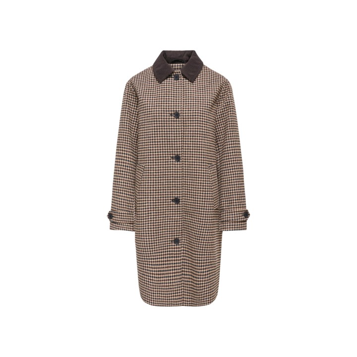Jacqueline de Yong abrigo de mujer café Jdyvalerie Check Coat detalle frontal