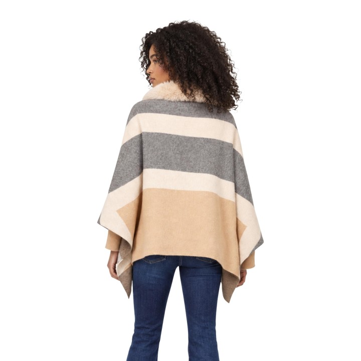 Morgan De Toi chaqueta de mujer beige con cuello de pelo vista posterior