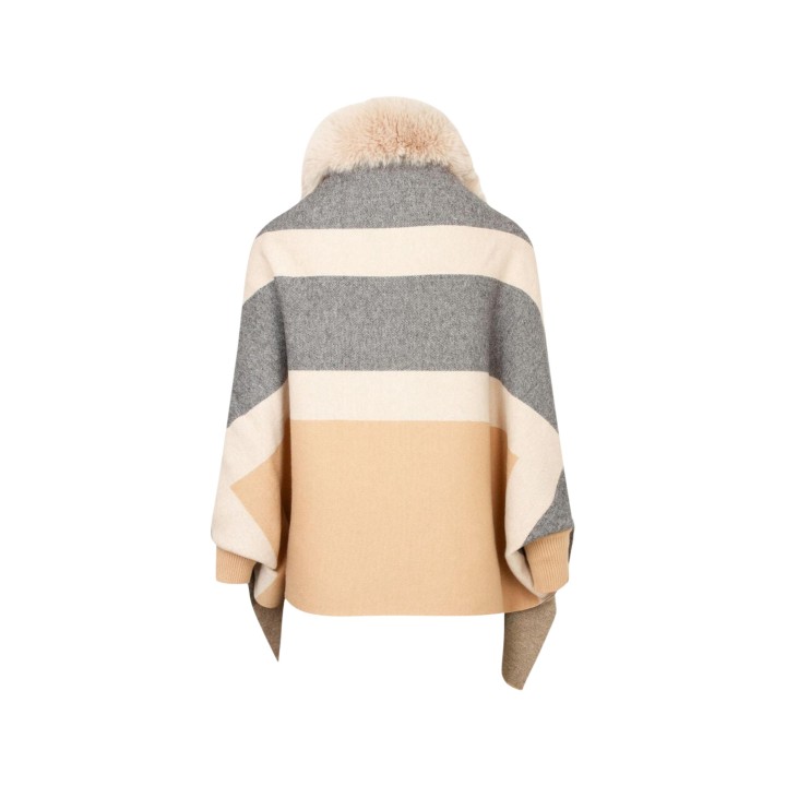Morgan De Toi chaqueta de mujer beige con cuello de pelo vista posterior