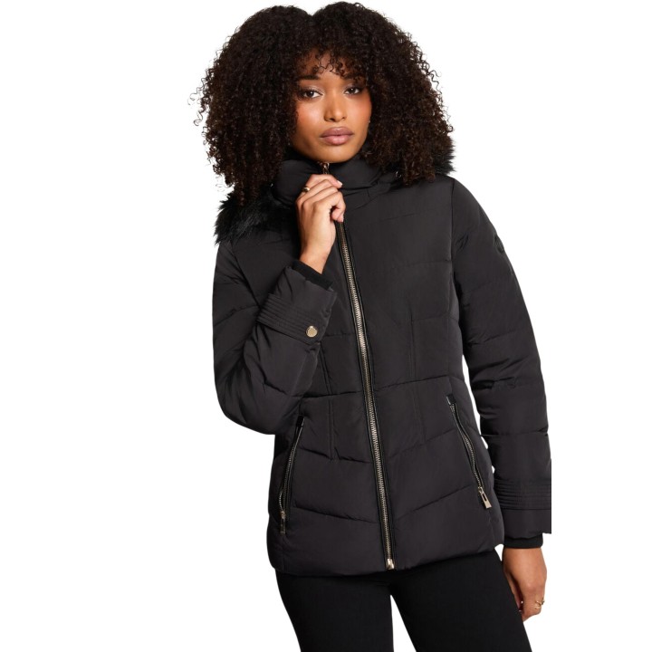 Morgan De Toi 252-GITELA chaqueta acolchada negra de mujer en vista de tres cuartos