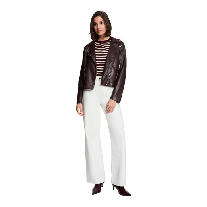 Chaqueta de mujer Morgan De Toi 262-GEFF color burdeos vista de tres cuartos