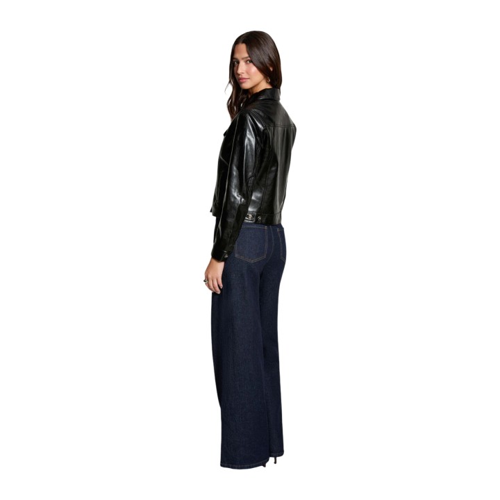 Chaqueta de mujer Morgan De Toi 262-GFALOU negra efecto piel vista posterior